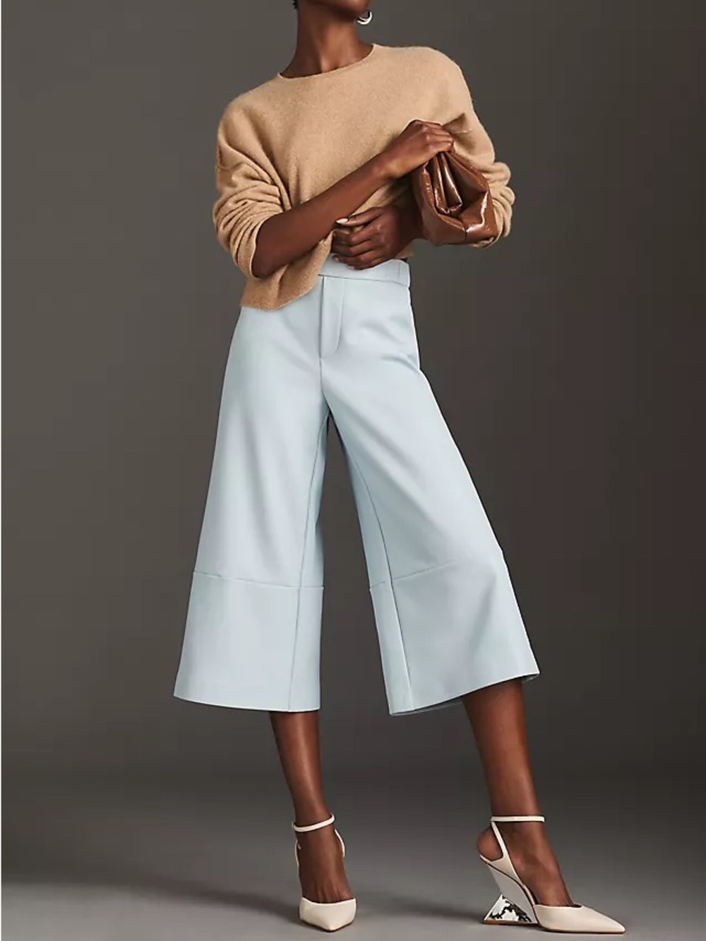 Maeve Anthropology The Colette Faux Leather Wide Leg Pants Sz M NWT Classic Chic